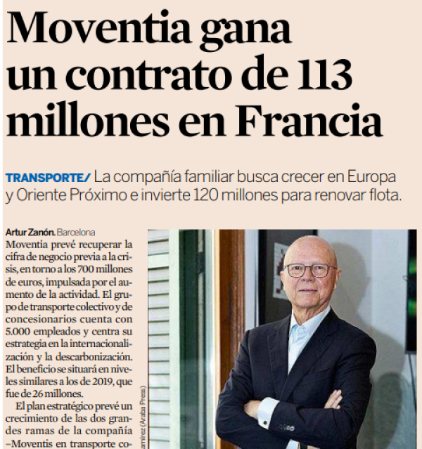 Moventia gana un contrato de 113 millones en Francia