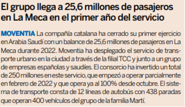 El grupo llega a 25,6 millones de pasajeros en La Meca en el primer año del servicio