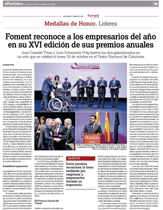 Foment reconoce a los empresarios del año en su XVI edición de sus premios anuales